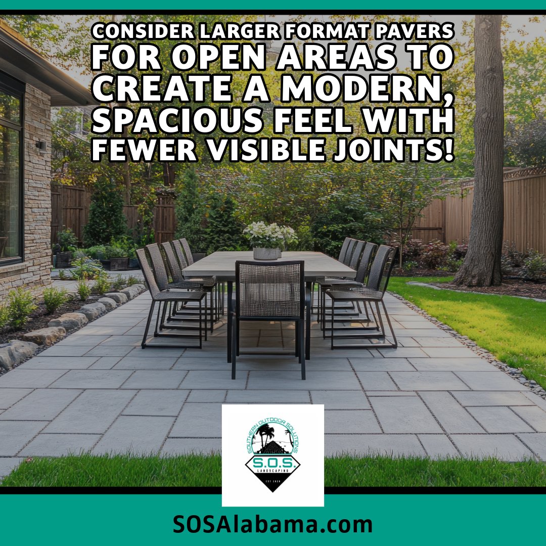 SOSLandscaper's tweet photo. 🪨 Consider larger format pavers for open areas to create a modern, spacious feel with fewer visible joints!
The Best Pavers Near Me in Daphne: https://t.co/9puKqRCFN2
✨ Sleek design, bigger visual impact.
#LargeFormatPavers #ModernHardscapes #DaphnePatios #Contemp... https://t.co/cKYTSlRclj