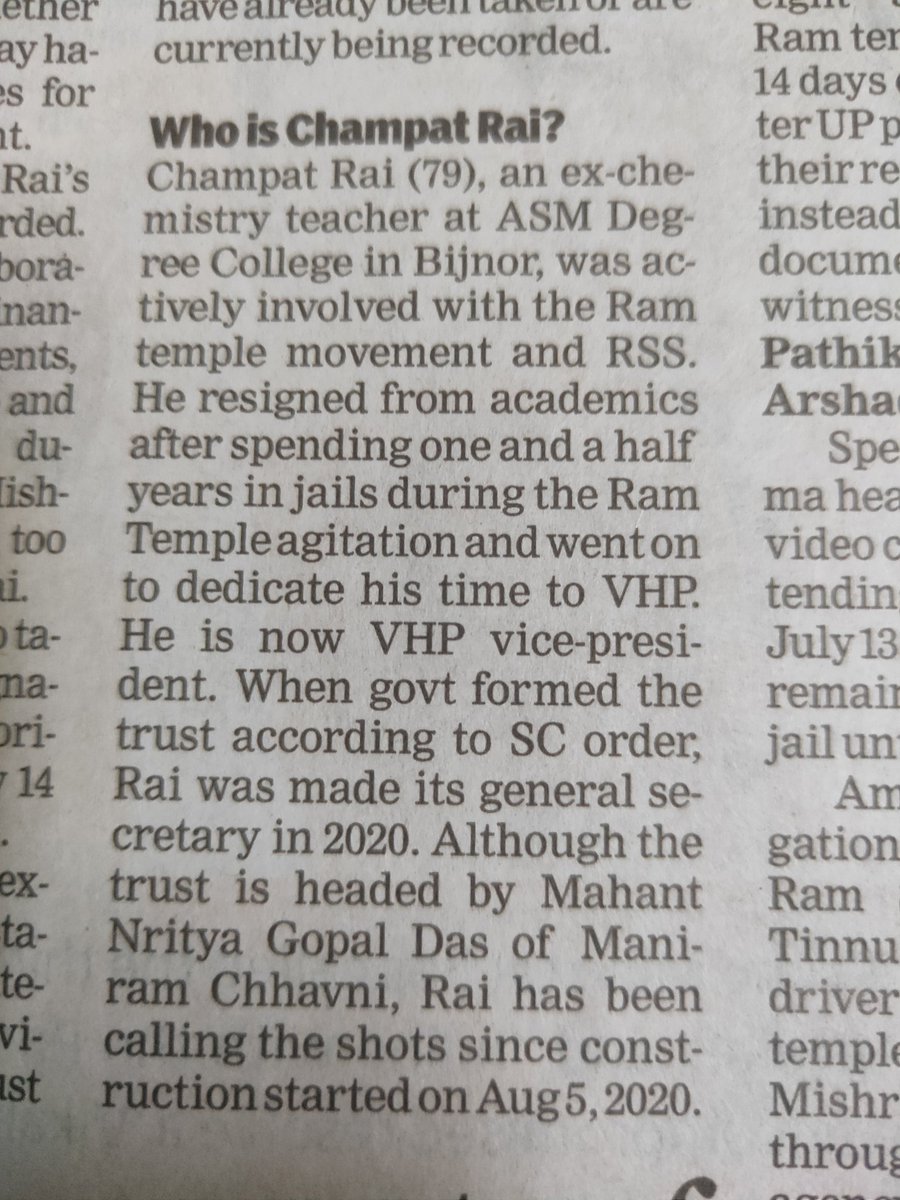 nikhil_sablania's tweet photo. Who is Champat Rai? By TOI #RamJanmabhoomi #AyodhyaFiles #RamMandirControversy https://t.co/FJiB7hae6w