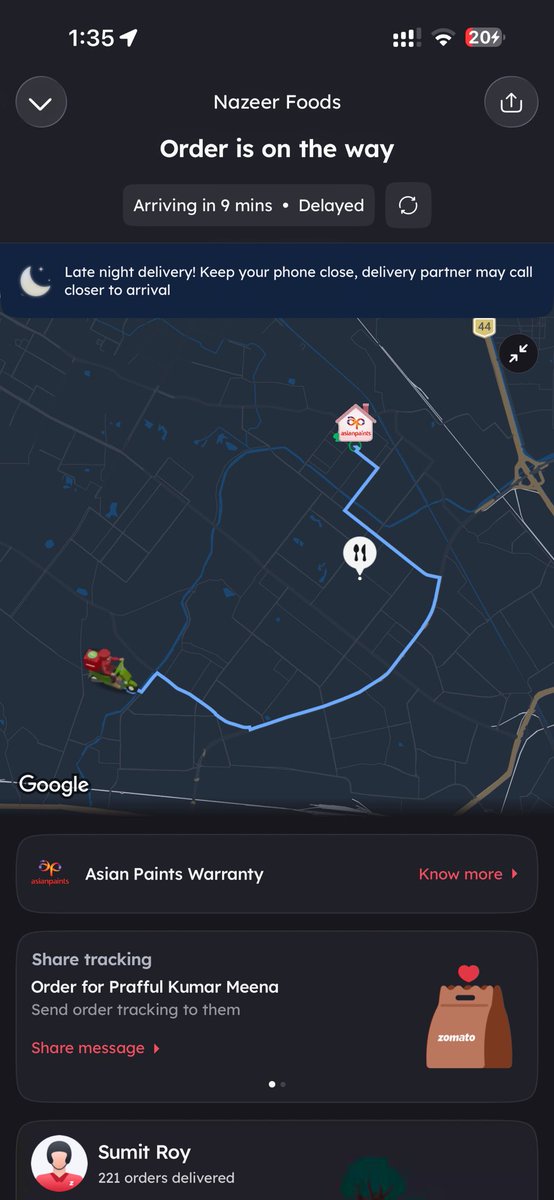 PraffulMeena6's tweet photo. @zomato @zomatocare pleasee closee your servicesss pleaseee …its beeen more than its been 80 minutes i have not recieved my foood , your team is not calling me when i am asking them to , please hive me my money back… the delivery partner is not delivering.. https://t.co/Lfo0sNWcNN