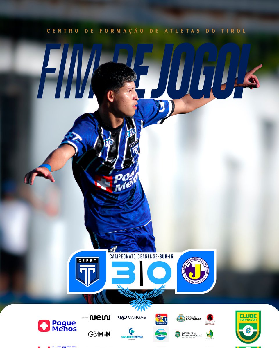 tirolcefat's tweet photo. FIIIIM DE JOGO ! Tirol supera Juazeiro! 🦉

Campeonato Cearense Sub-15

TIR 3 x 0 JUA

⚽ Miguel (P)
⚽ Juan
⚽ Dalvenir 

Foto: Comunicação Tirol

#Tirol #timedacoruja #campeonatocearense #BaseForte https://t.co/5Vn6aczkpH