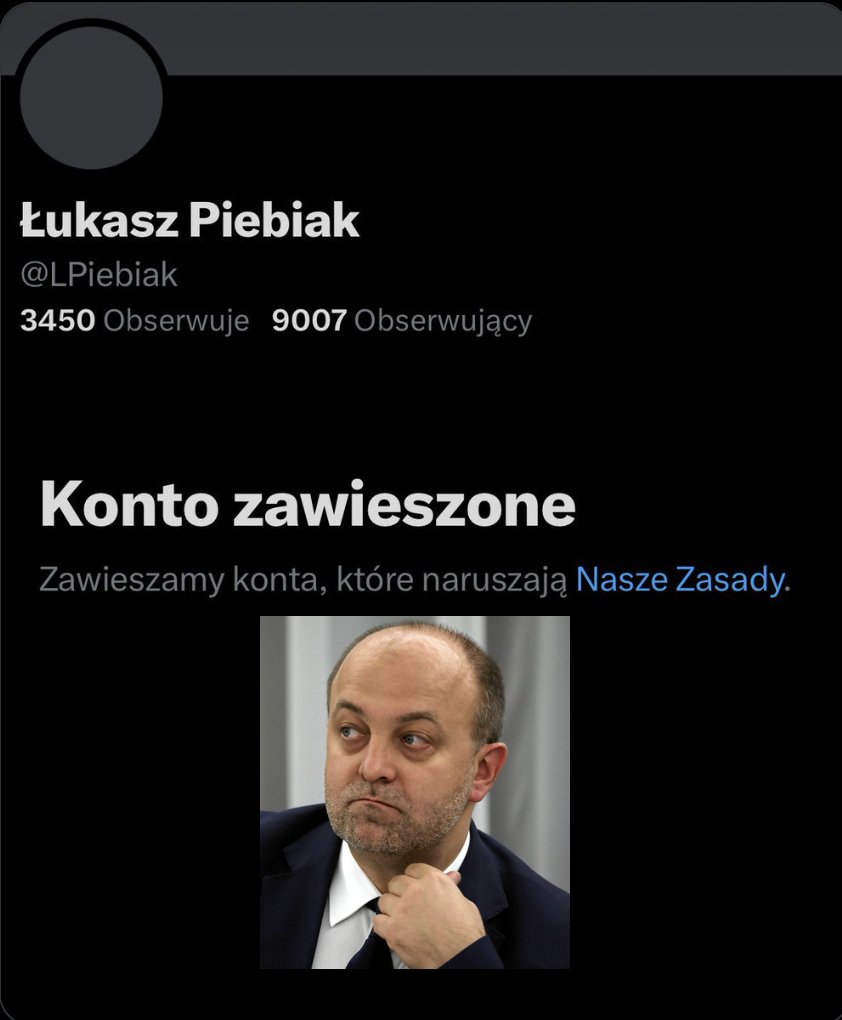 okiemtomkaw's tweet photo. Nawet Elon zawiesił herszta Piebiaka. https://t.co/SMEoQ2QHSn