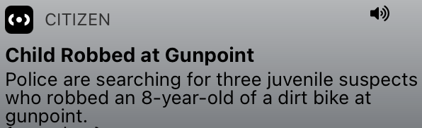 CitizenApp's tweet photo. BREAKING | Child Robbed at Gunpoint
Additional officers have arrived in the area to assist with the search. Police are now searching for both a lime green and a red dirt bike in connection with the robbery. Stay safe and updated with Citizen. 📲

📍Baltimore, Maryland.