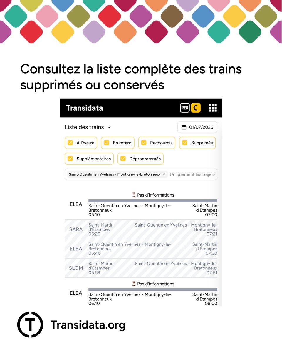 Transidata's tweet photo. 👉 Consultez la liste complète des trains supprimés ou conservés sur https://t.co/0chHGVytwQ https://t.co/CnWanJK9aN