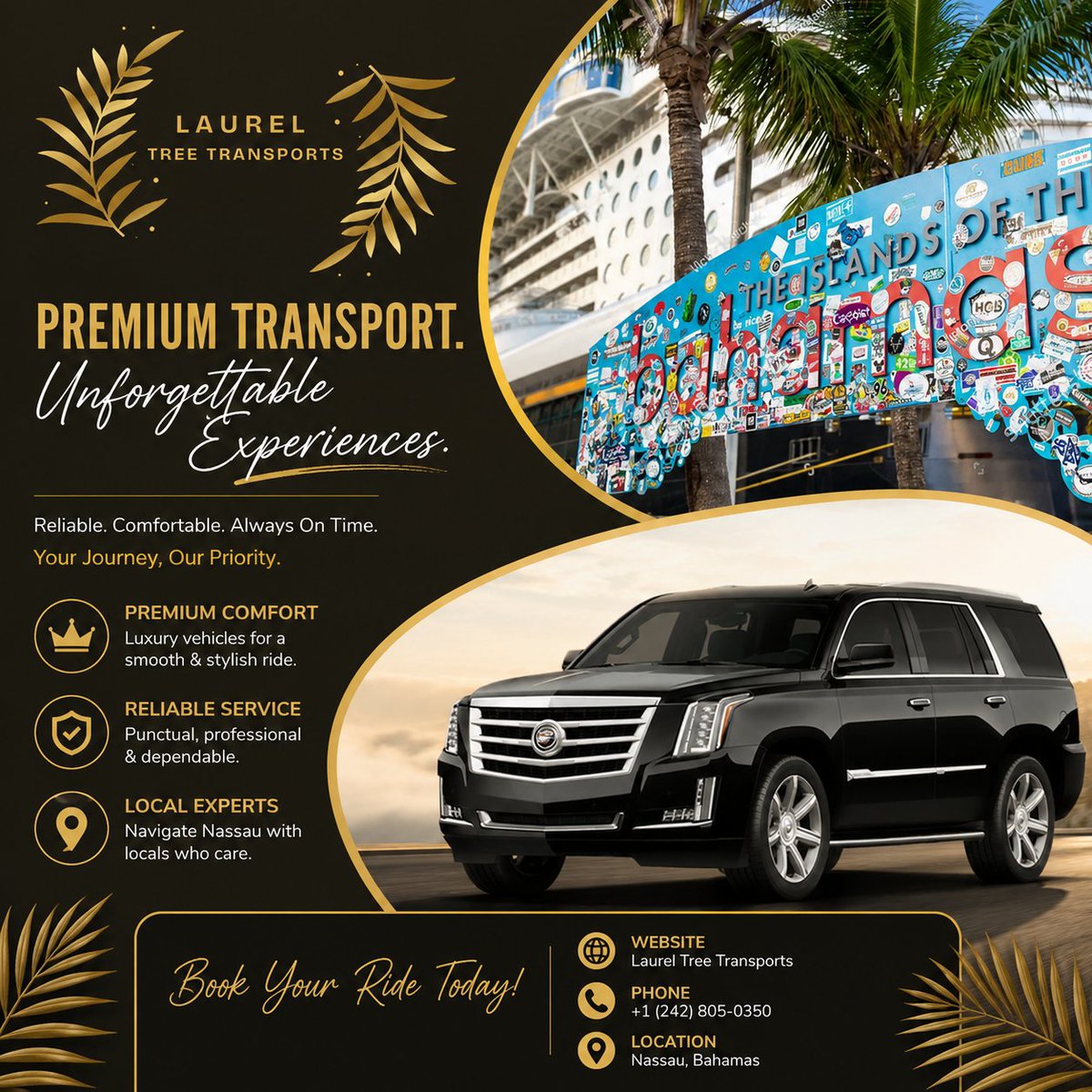 laureltree12's tweet photo. Reliable Rides, with Laurel Tree Transport!

Whether you’re heading to the airport or exploring Nassau’s stunning sights, Laurel Tree Transport ensures a smooth and safe ride every time. 

Contact Us:
Phone: +1 (242) 805‑0350
Email: daphnie-joseph@live.com
#LaurelTreeTransport https://t.co/YIXqODof0a