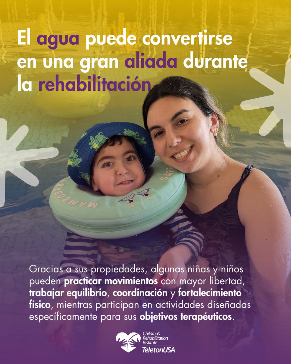 TeletonUSA's tweet photo. Para muchas niñas y niños, entrar a la alberca también significa descubrir nuevas formas de participar, explorar y ganar confianza. ✨

La hidroterapia combina objetivos terapéuticos con experiencias que pueden resultar motivadoras y significativas para cada proceso. 🤝

#TeletonUSA #Hidroterapia #Rehabilitación #Inclusión #Infancia