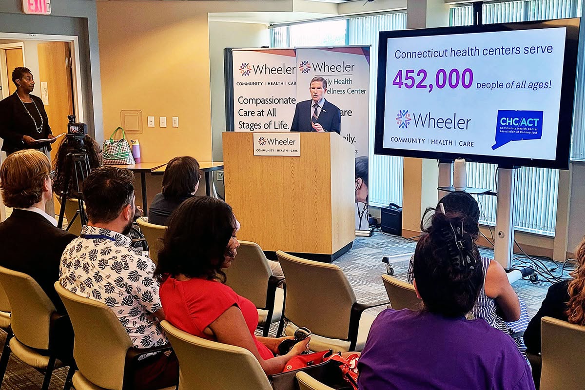 WheelerHealth's tweet photo. We joined @SenBlumenthal, the @ctdss, the @CTHealthCenters, and others at our Susan Walkama Family Health &amp; Wellness Center in #HartfordCT today as part of Senator Blumenthal’s efforts to highlight strategies to protect and expand access to Medicaid. https://t.co/boGcoysu8o