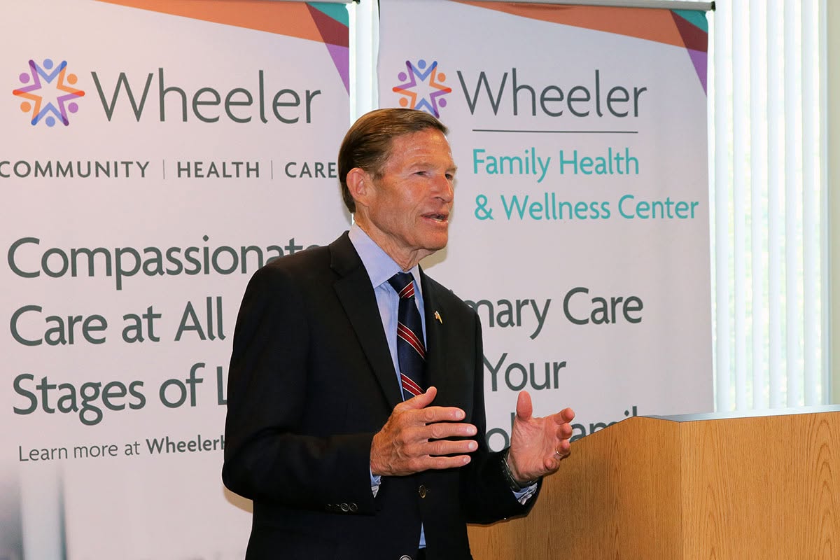 WheelerHealth's tweet photo. We joined @SenBlumenthal, the @ctdss, the @CTHealthCenters, and others at our Susan Walkama Family Health &amp; Wellness Center in #HartfordCT today as part of Senator Blumenthal’s efforts to highlight strategies to protect and expand access to Medicaid. https://t.co/boGcoysu8o