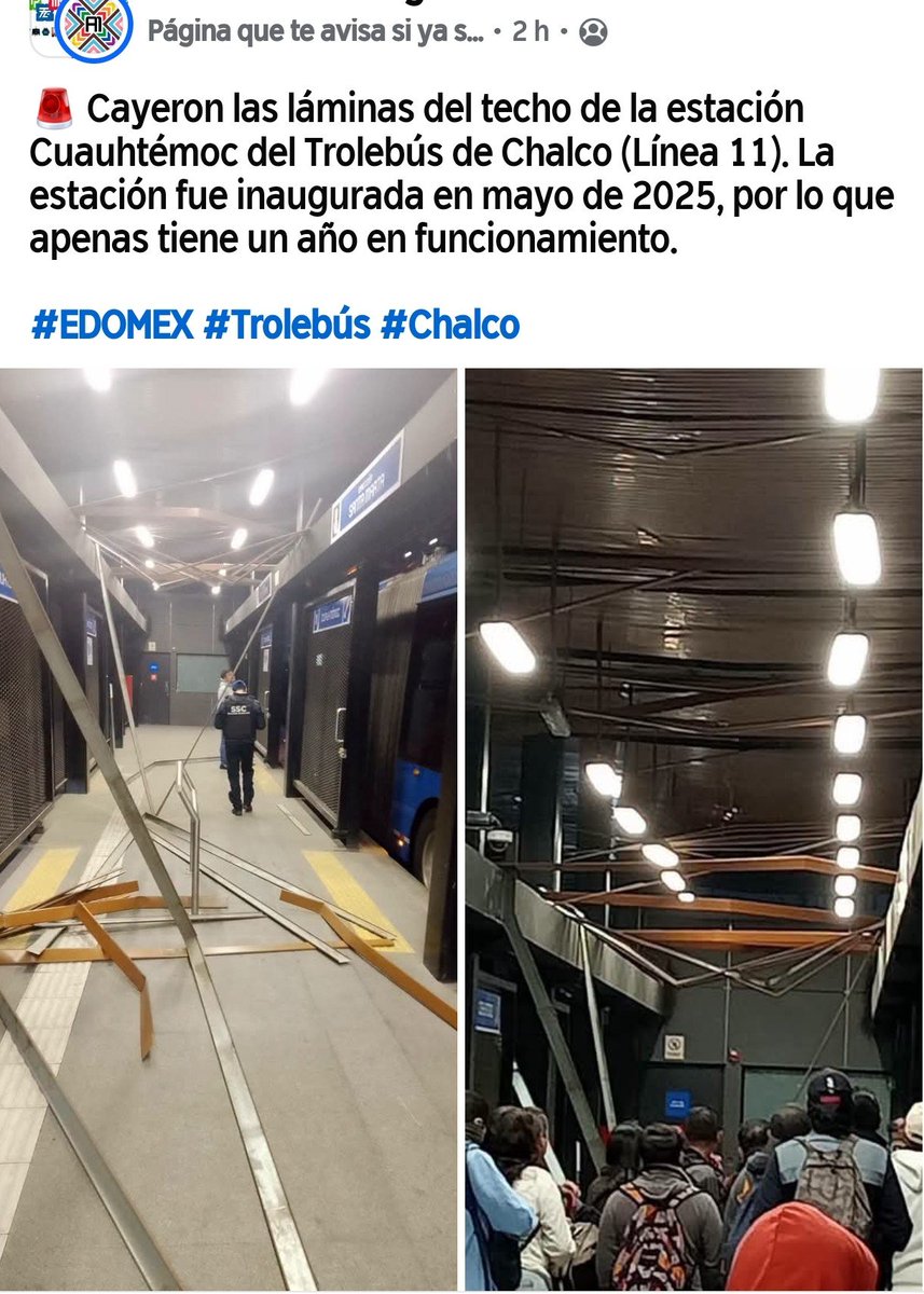 Elrromanov's tweet photo. Cómo que el Trolebús Elevado único en el mundo presenta colapsos únicos en el mundo?? 

Transportes que dignifican a los del oriente del Estado de México pero así aborden los trolebuses entre los escombros https://t.co/TgwcjA4YKg