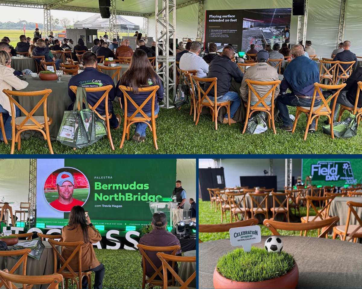 SodSolutions's tweet photo. Itograss recently held a successful Sports Turf Field Day in Brazil. NorthBridge® Bermudagrass &amp; Celebration Hybrid™ Bermudagrass were among the varieties highlighted as researchers &amp; sports field managers shared insights and experiences. Read the recap: https://t.co/nBwUFgXzkQ https://t.co/KD5wBU3QnL