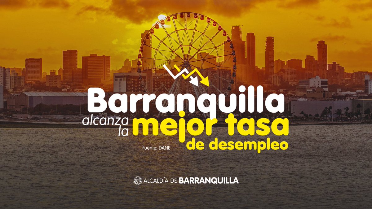 AlejandroChar's tweet photo. ¡Barranquilla registra la mejor tasa de desempleo de los últimos años! Pasamos de 10,4% a 8,9% frente al mismo trimestre de 2025.

Según el más reciente informe del DANE, cerca de 11 mil barranquilleros salieron del desempleo.

Esta cifra refleja el esfuerzo que estamos haciendo para generar más oportunidades. Hoy, 616 mil barranquilleros están ocupados y siguen impulsando el crecimiento de nuestra ciudad.

Continuamos trabajando para que cada vez más personas salgan adelante. Por eso apoyamos a emprendedores y pequeñas empresas, facilitamos el acceso a créditos y capital semilla, y seguimos abriendo más caminos para el progreso de nuestra gente. 

¡En Barranquilla, cada vez es más fácil encontrar empleo! 🙌🏼