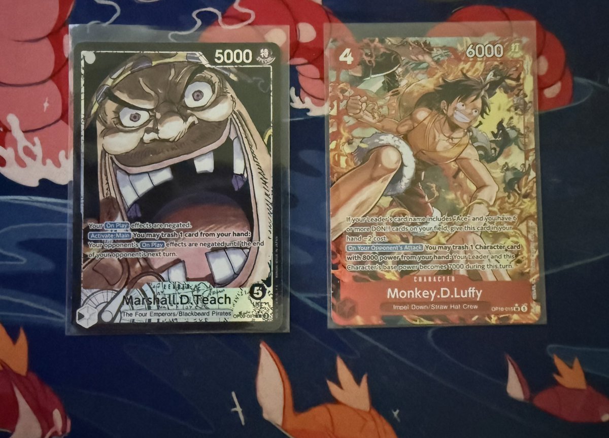 soraroxas82's tweet photo. Mail day shout out! Thank @RIIGtcg for the Teach leader and @Paifinity for Luffy! https://t.co/EgU59fPfNK