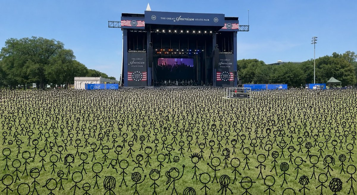 joncoopertweets's tweet photo. Whoever said Trump couldn’t draw a crowd was technically wrong. He just forgot to mention they were all hand-drawn.

#GreatAmericanStateFair https://t.co/Kr20IQaMTi