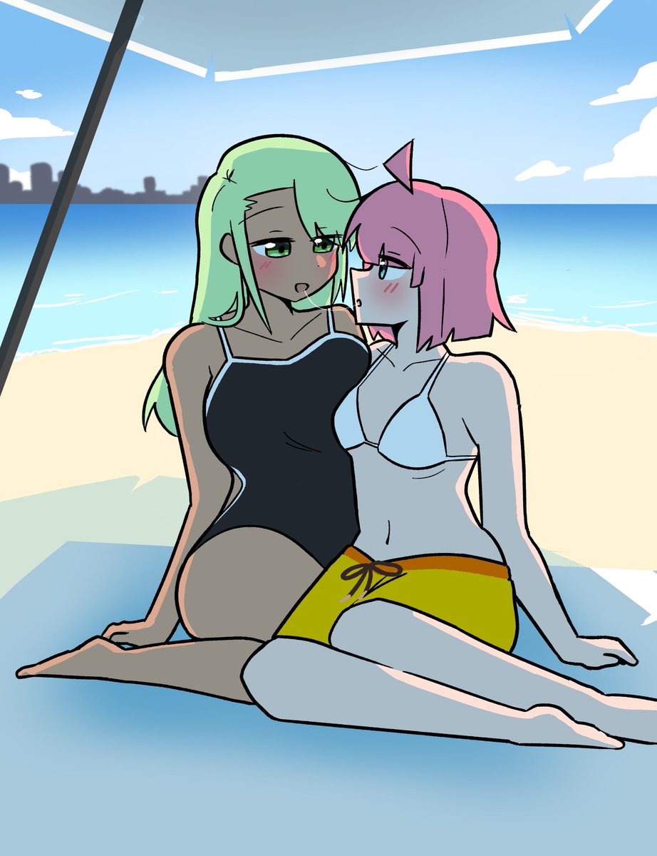 ThePublic8Z's tweet photo. #unbeatable #unbreastable "Come on, hit the beach once in a while."
Rest did do that alright. Also Beat's there. Also they're making out. Life is good.

Art commission drawn by @nattydodo_002! Thank you so much! https://t.co/bVVddqqe1M