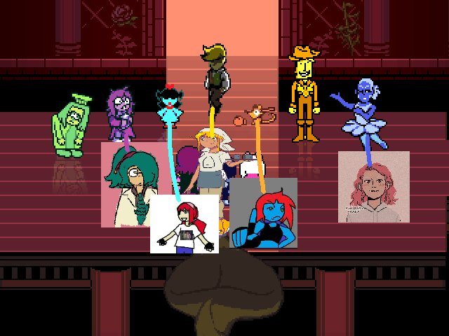 UNEATABLE_Ramen's tweet photo. // DELTARUNE CHAPTER 5 SPOILERS

I said on main that cutie should be green but I changed my mind. (She would be QC)

Instead the colored flowers should be OCs made by unbeatabletwt! (I got the idea from Carrie Yolkie being Flowery because it's funny)

I tried to incorporate old + https://t.co/6ItJOPKsue
