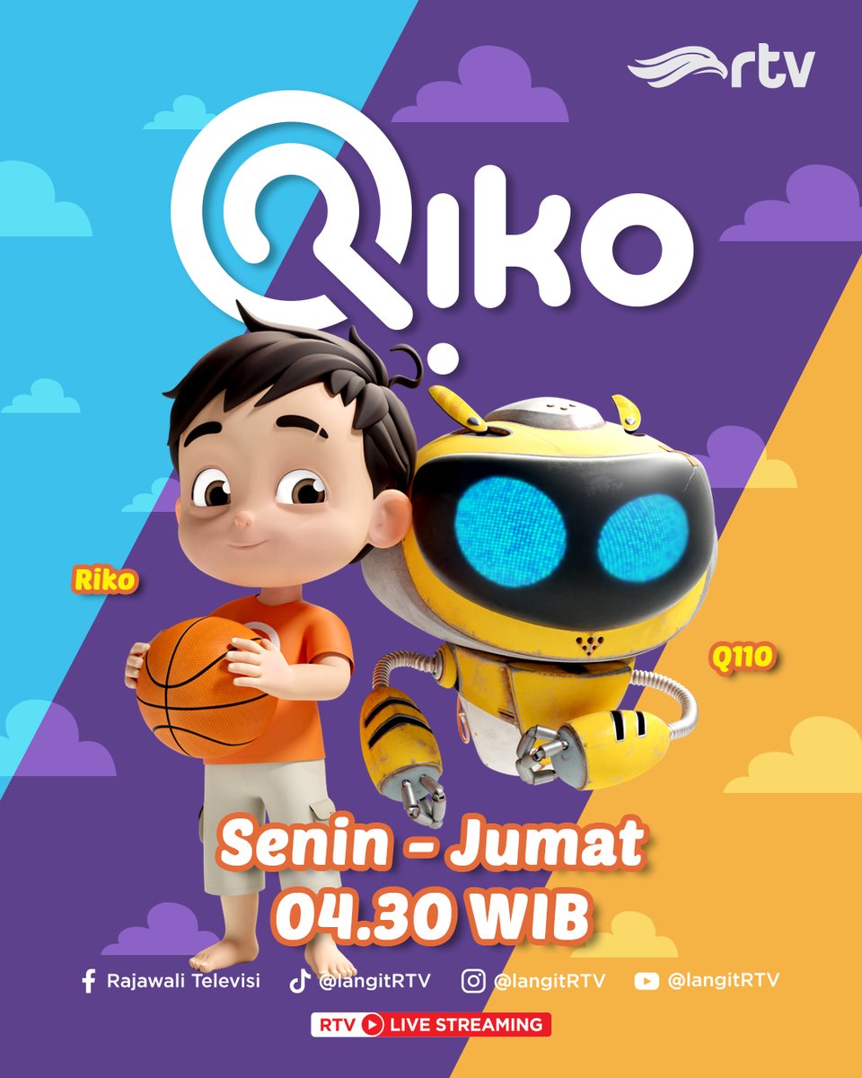 langitRTV's tweet photo. Ikuti kisah Riko dan Q110 dalam menemukan hal-hal baru. Mereka akan belajar apa ya? 

Yuk saksikan Riko The Series pkl. 04.30 WIB di RTV Makin Cakep 

#RTVDigital #SerunyaBersamaRTV https://t.co/uZFxDZzaqU