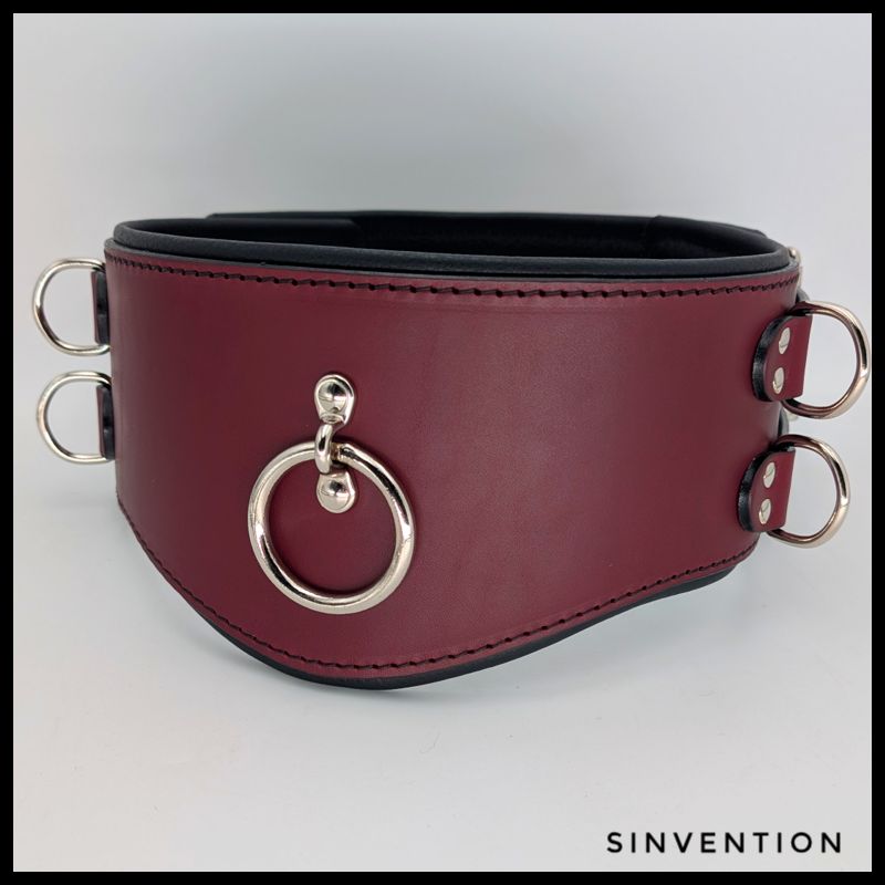 SinventionGear's tweet photo. Our handcrafted burgundy Oxblood leather bondage items usually feature brass, but this client chose silver accents. Love how the Purgatory Contour Bondage Belt turned out! #bondagegear #sinvention https://t.co/MGO6sIqOCw