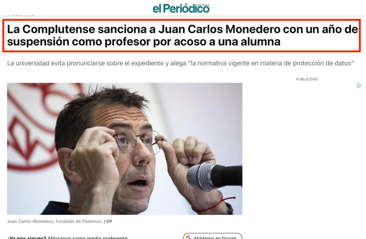 CarlosTorresF_'s tweet photo. Senadora de Morena @AnaLiliaRivra aseguraba que el izquierdista @MonederoJC era un “gran maestro de todos”. 

Hoy ese impresentable fue suspendido por andar acosando alumnas en la Universidad Complutense.

Cómo es costumbre, la senadora que califica como estúpidos a quien la cuestiona, se va a lavar las manos y va a decir que no aduló al acosador.