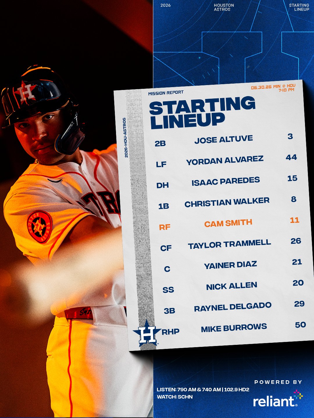 STARTING LINEUP 【アトランタオリンピック】 Astros starting lineup for June 30 vs. the Twins - Community Post
