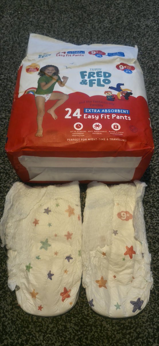 LittleSpaceJR's tweet photo. (New) Tesco Fred &amp; Flo Extra Absorbent Easy Fit Pants Size 9+ 19kg+ 42lb+ 24 pullups (+ means extra absorbent) perfect for night time and travelling #tesco #pullups #size9+ #fredflo #sen https://t.co/YrXXViysgi