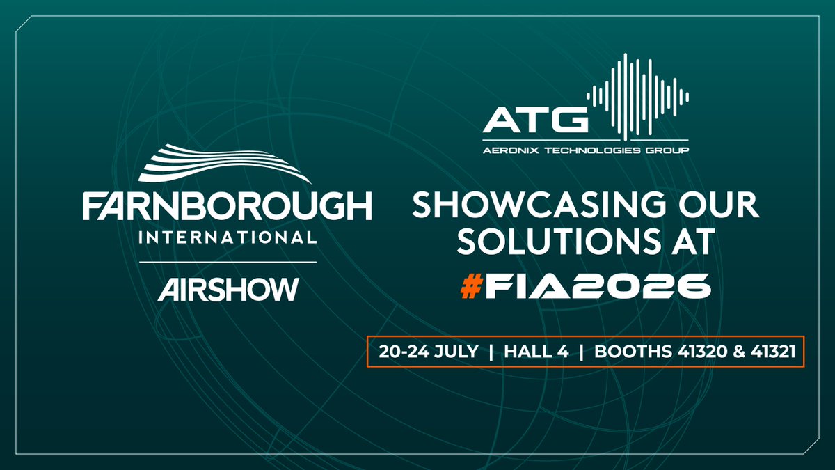 aeronixtg's tweet photo. ✈️ ATG will be attending the Farnborough International Airshow 2026!

As one of the world's premier international airshows, Farnborough brings together global leaders to explore the technologies shaping the future of mission success.

At the show, our ATG companies, @ITIEngineering and @Aeronix_Inc, will be showcasing high-performance mission systems and communications solutions that help customers field mission-ready capability faster, with less friction, and greater confidence.

📍 Hall 4 | Booths 41320 & 41321

Attending #FIA2026? Connect with our team July 20–24 to learn how we're helping solve complex operational challenges across today's defense landscape.