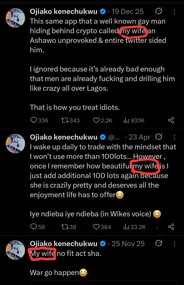 guzu_p's tweet photo. One thing common with weak men is if you check their social media timeline, you'll always see "my wife" like a million times. And when you read the subject behind it, you'll realize how foolish they sound.

It was first Ugo and we saw how it ended. Then Frank Edoho, Kene and now alabi.

I haven't seen a man who worships his wife online who didn't end up learning the hard way.

I'm a patient man.