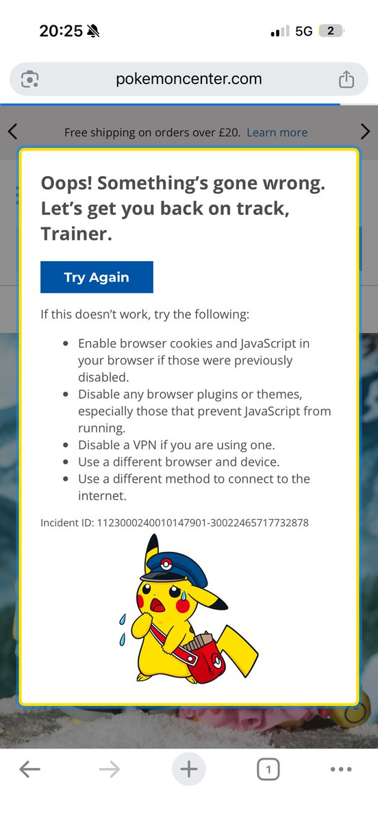 rhyscopperthwa1's tweet photo. @pokemondealsuk No I kept getting errors. Getting the try again error and the error 17. Getting this with the last few releases https://t.co/l0hfLLfwvi