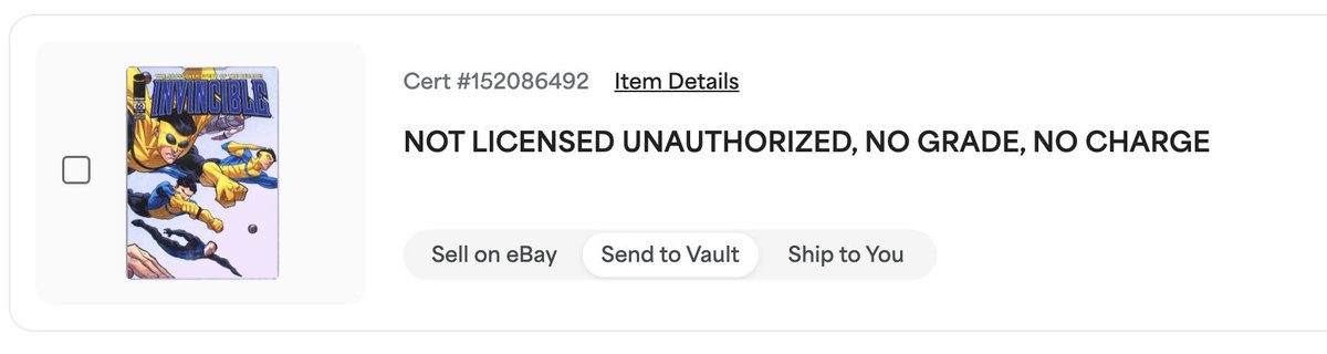 invinciblecard1's tweet photo. @SportsCardRadio @PSA @natsturner 

PSA are professionals? What a waste of time and money. They didn't grade my card (and most of my order) and put "not licensed", while on the very same day they graded many of the same cards for someone else. 

What a scam. I don't want vouchers https://t.co/033et4fNlo