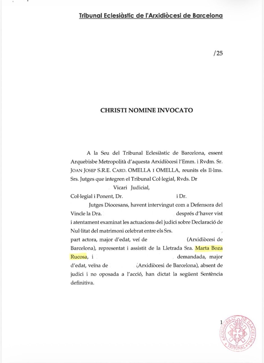 NULIDADcanonica's tweet photo. Éxito Canónico ⚖️🕊️💍 

El Tribunal Eclesiástico de Barcelona concede la nulidad matrimonial a nuestro cliente. Un paso clave que le permite regularizar su situación eclesiástica y casarse por la Iglesia con su actual esposa.

#NulidadCanónica 
#MatrimonioNulo #Anulación https://t.co/HpCx5C4zSh