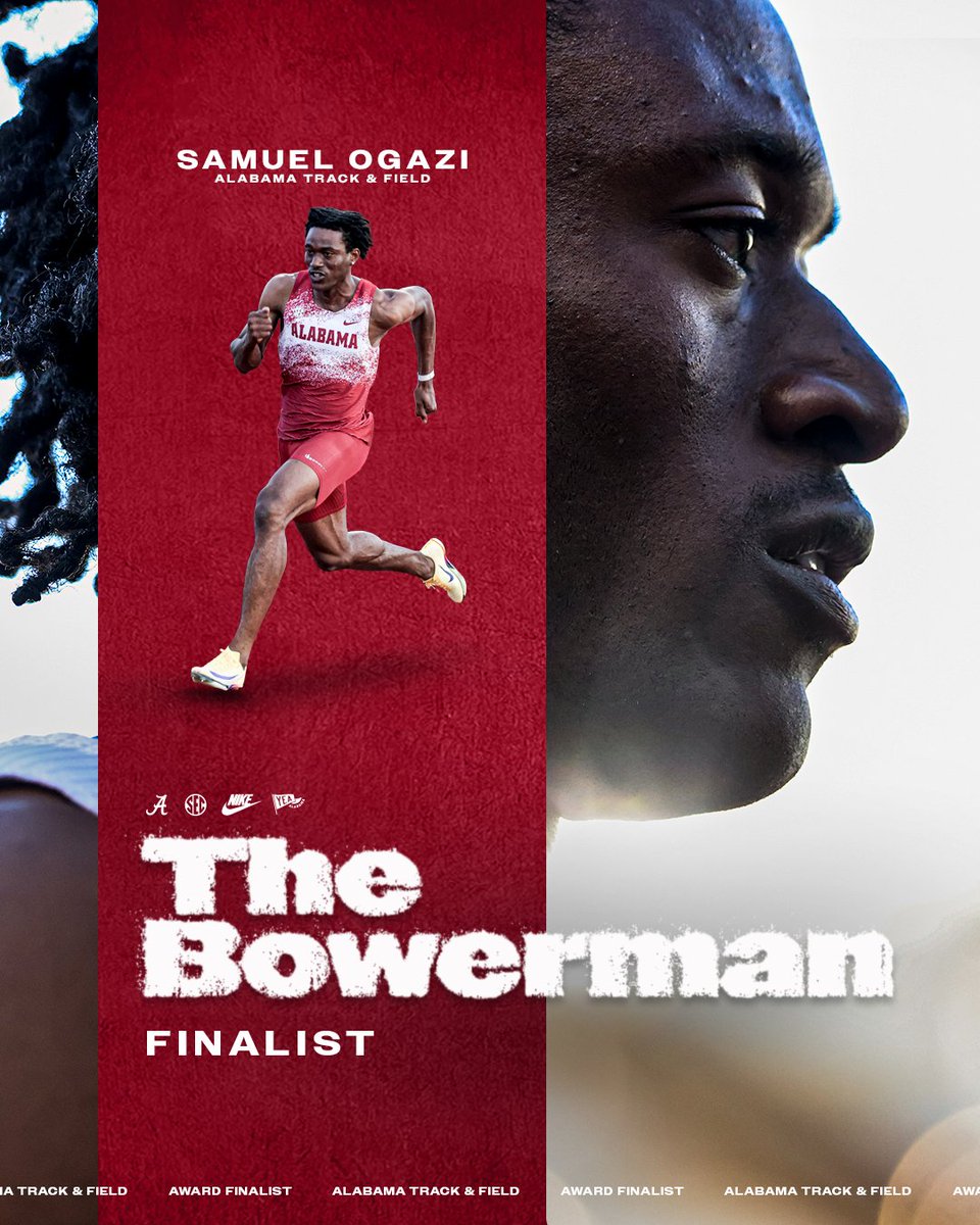 AlabamaTrack's tweet photo. Another year, another @UA_Athletics finalist for The Bowerman

Samuel Ogazi becomes the second finalist for The Bowerman in Alabama history and the program's first men's finalist 

📰 https://t.co/Nxn5UXvuo3

@yea_ala | #RollTide | @thebowerman https://t.co/qcwhnmKqsx