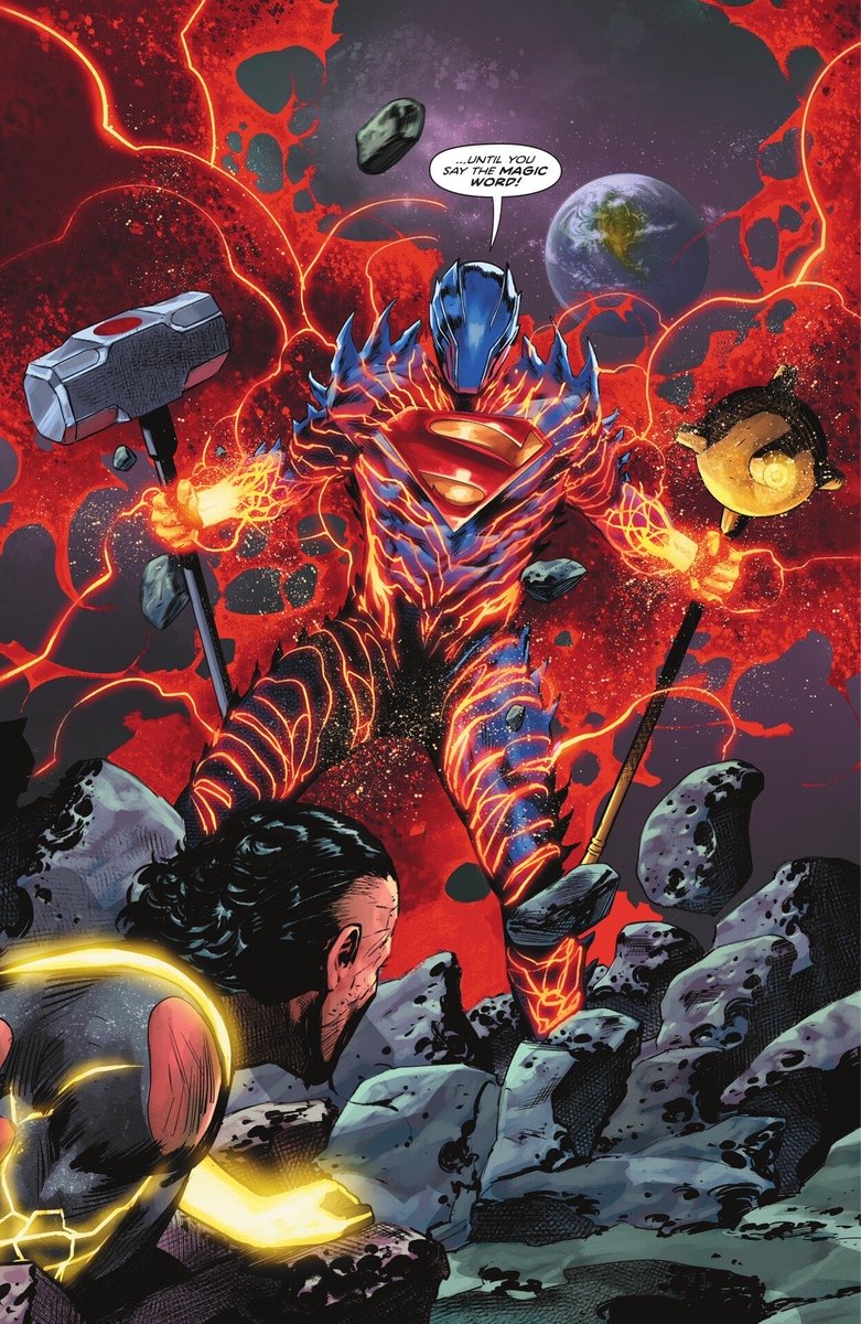 FakeNightskin's tweet photo. It’s very cute and quaint that while the other books are reinventing characters and doing great introspections on their cores, Jason Aaron gave Superman 2 hammers. https://t.co/8umv5i5XfC