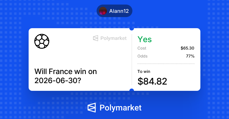 Aalan1012's tweet photo. I just put my money where my mouth is on @Polymarket.

Trade against me: https://t.co/TydWqNVaMg 
این پیش بینی هم پیشبینی آسون و مطمعنیه https://t.co/yVc6PUV5XK