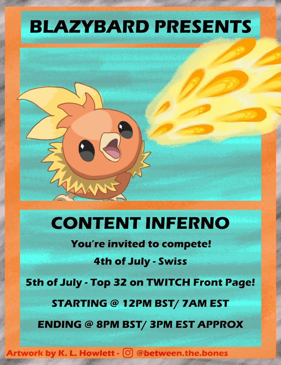 Sc0r3r's tweet photo. Take 2: I will be joining @BlazyBard 's Content Inferno for some Pokemon VGC! 

There is still time to sign up! If you're a streamer with under 30 Avg Viewers then Follow the link in the comment to register for a chance  to be on Twitch Front Page! https://t.co/9yP9BTXWcq