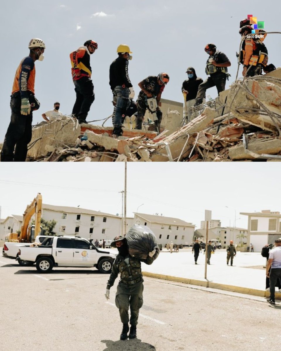 teleSURtv's tweet photo. 🚨 El equipo de #RedRadioVe recorrió las zonas afectadas de La Guaira, en donde se logra visualizar una masiva operación de búsqueda, rescate, este despliegue es la respuesta tras los severos daños estructurales causados por los sismos del 24 de junio. La acción confirmó la coordinación y el despliegue de múltiples instituciones del Estado venezolano y cuerpos de seguridad. Funcionarios trabajan sin descanso en las zonas afectadas, salvando vidas.
Creditos: #RedRadioVe
#ElMundoConVenezuela #EstamosConVenezuela