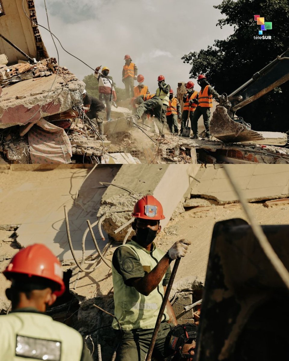 teleSURtv's tweet photo. 🚨 El equipo de #RedRadioVe recorrió las zonas afectadas de La Guaira, en donde se logra visualizar una masiva operación de búsqueda, rescate, este despliegue es la respuesta tras los severos daños estructurales causados por los sismos del 24 de junio. La acción confirmó la coordinación y el despliegue de múltiples instituciones del Estado venezolano y cuerpos de seguridad. Funcionarios trabajan sin descanso en las zonas afectadas, salvando vidas.
Creditos: #RedRadioVe
#ElMundoConVenezuela #EstamosConVenezuela