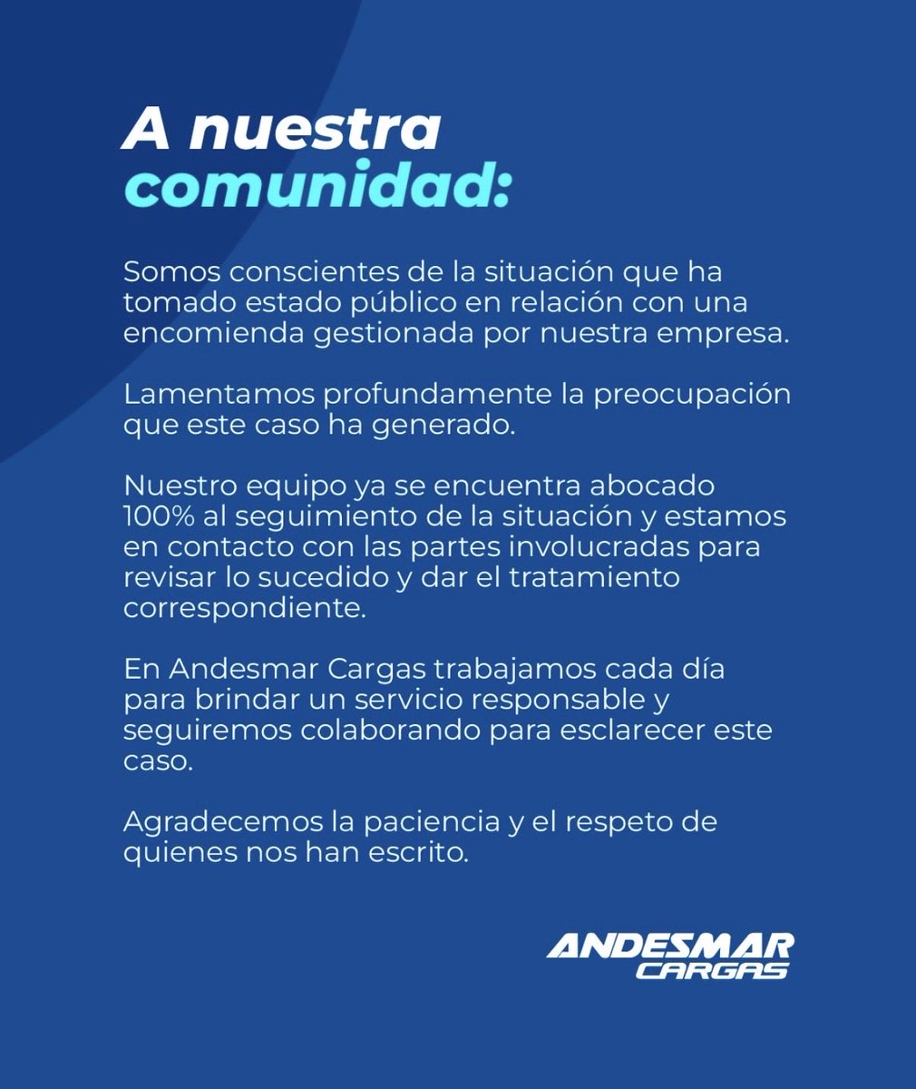 RealTimeRating's tweet photo. El comunicado de ANDESMAR https://t.co/CDeRhgBd65