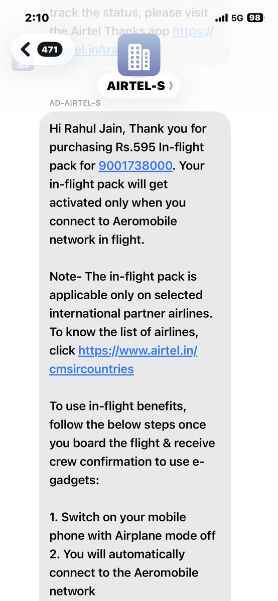 rahulglobal76's tweet photo. @airtelindia i got this message.we never purchased this. https://t.co/FGdzdKaHzW
