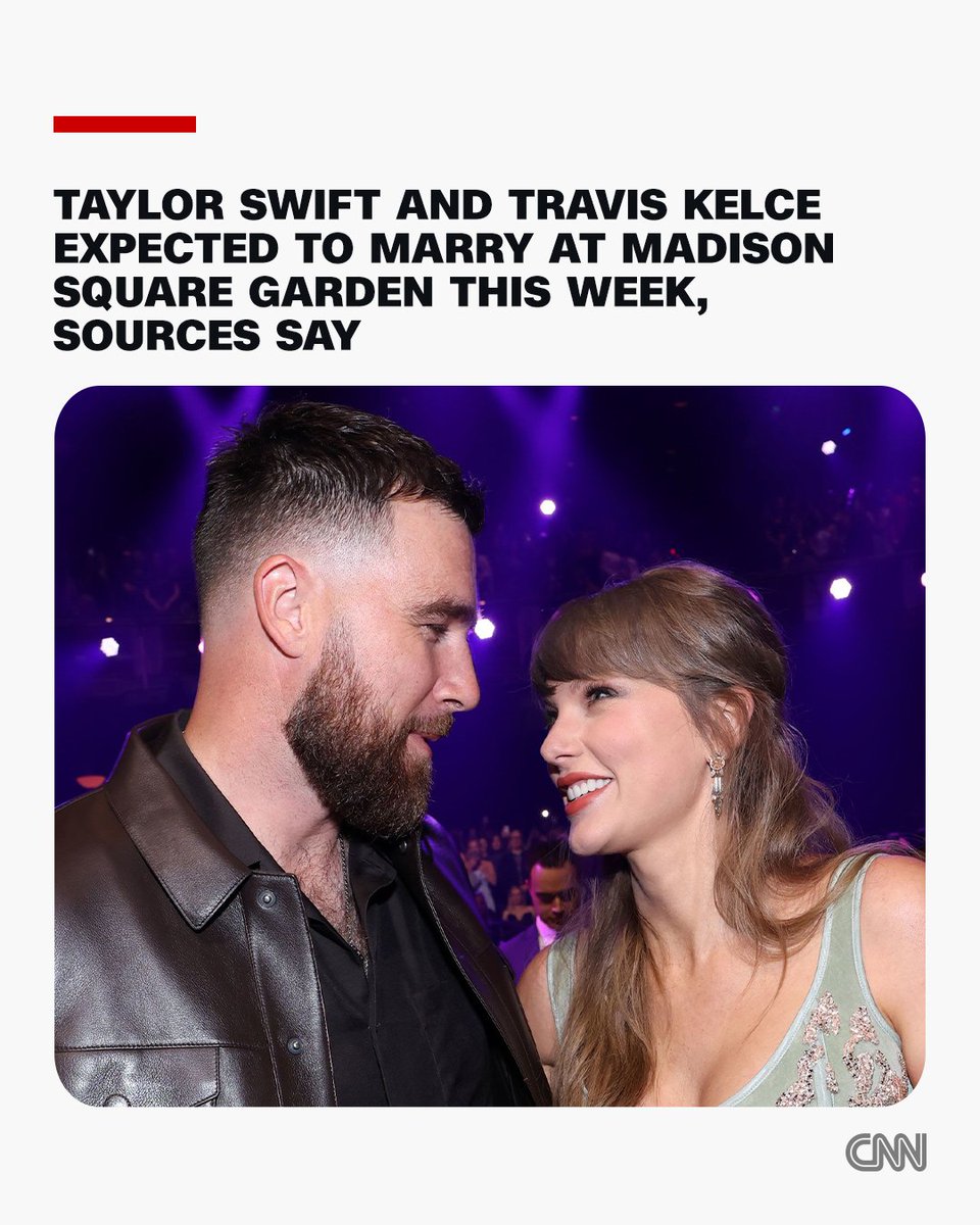 cnni's tweet photo. The highly anticipated wedding celebration for Taylor Swift and Travis Kelce is expected to take place at Madison Square Garden this week, two sources familiar with the plans told CNN. https://t.co/CxVgPbCjma https://t.co/7IFzCdY7hA