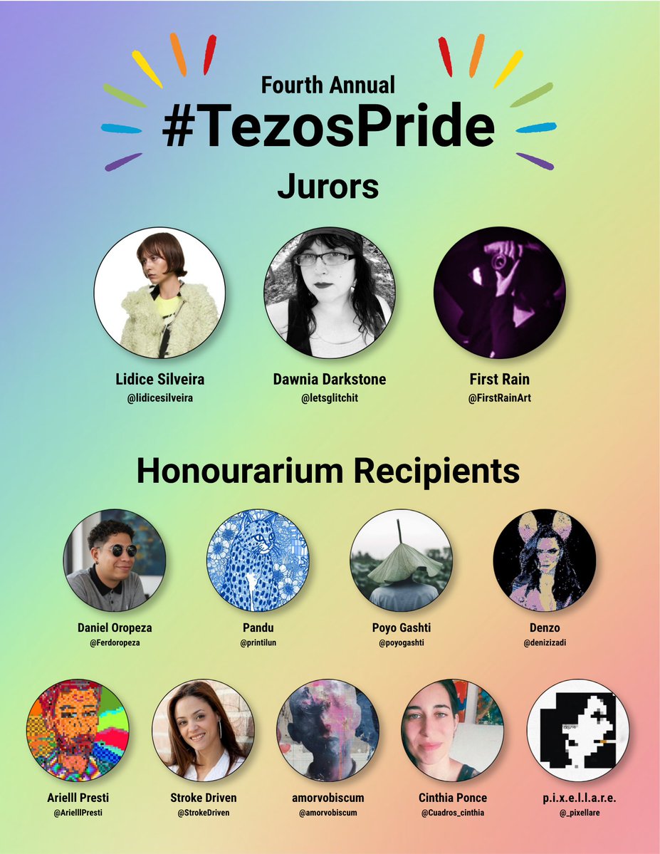 malsheep56's tweet photo. Proud to present the #TezosPride2026 final jury selection! Thank you to @lidicesilveira @letsglitchit @FirstRainArt for your selections!

We had a tie for the 8th, so an additional Honourarium is being provided by yours truly for a total of 9 and have been sent to those selected! https://t.co/aBlLjm5fQU