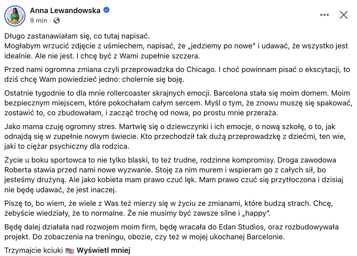 jakubklyszejko's tweet photo. Mocny wpis Anny Lewandowskiej. Wyprowadzka z Barcelony nie była chyba wymarzonym rozwiązaniem... https://t.co/QQcC1IaV3m