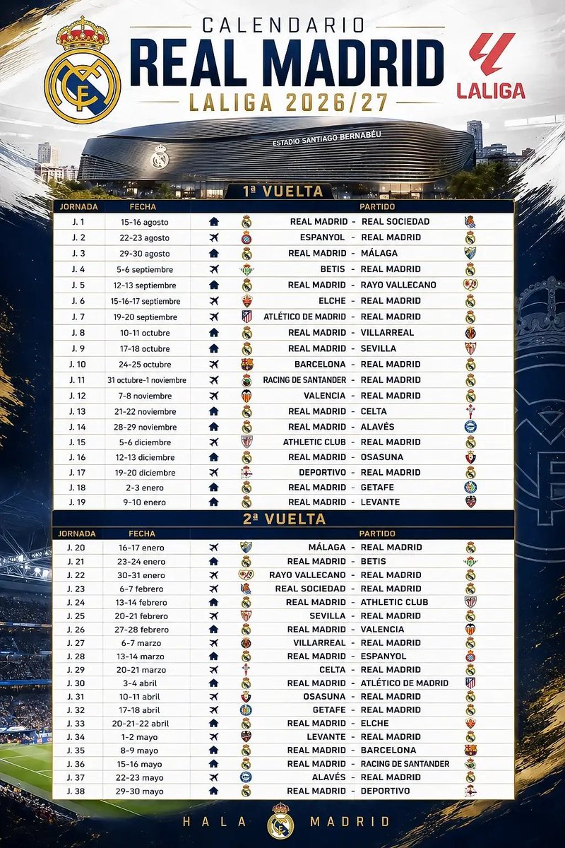 RealMarcosCF's tweet photo. Calendario de liga de nuestro @realmadrid https://t.co/xwDYWRaqlG