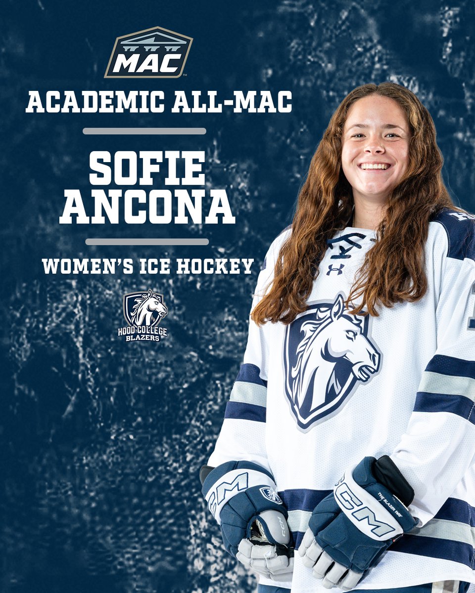 HoodBlazers's tweet photo. ACADEMIC ALL-MAC❗❗

Rising junior Sofie Ancona joins the 2026 Winter Women's Ice Hockey Academic All-MAC team as the program's first recipient with her clutch play on the ice and her commitment to the classroom.

#WeOverMe #bringyourbest #d3whky https://t.co/kPq7Nwt3kh