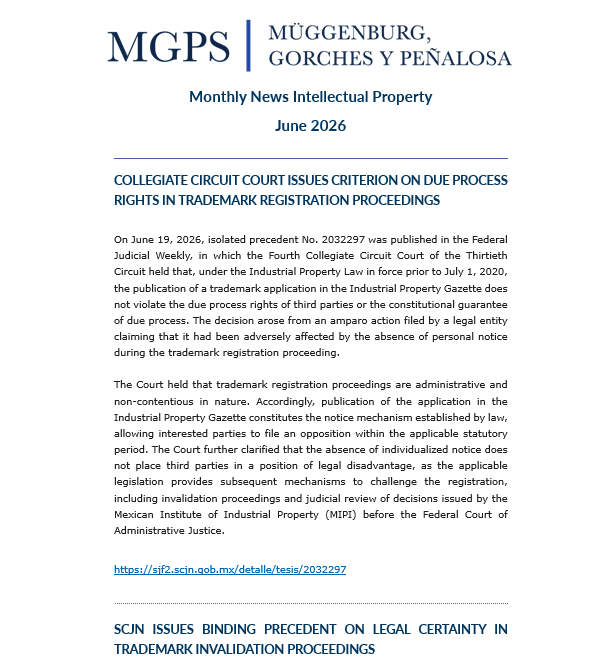 MGPS2007's tweet photo. MONTHLY NEWS INTELLECTUAL PROPERTY – JUNE 2026

We invite you to read our Monthly News Intellectual Property in the following link:
https://t.co/gjjLp7pJA6 https://t.co/0r96DO5avu