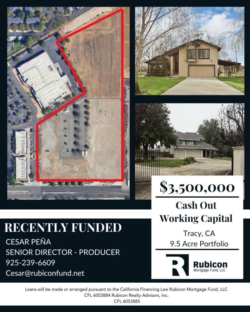 RubiconFund's tweet photo. We closed a $3,500,000 cash out working capital loan secured by a 9.5 acre cross collateralized portfolio including three commercial parcels and two non owner occupied SFRs.

https://t.co/31EjXT5kHw

#rubiconmortgagefund #privatemoneylender #hardmoneyloan https://t.co/JWpfuO63VC