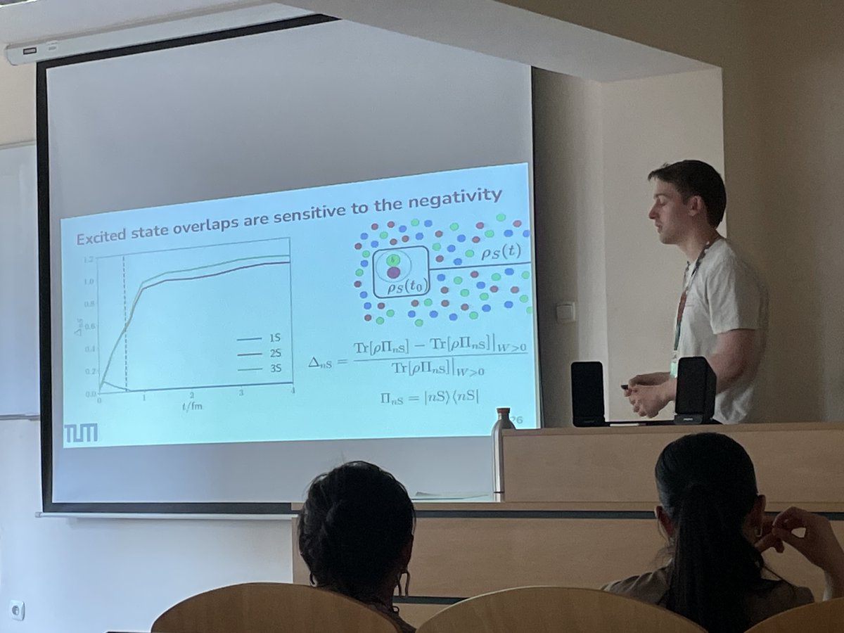 rothkopfAK's tweet photo. Delighted about the progress on thermalizing heavy quarkonium states via the open-quantum systems approach in Tom Magorsch's (@TU_Muenchen) parallel talk at #ConfXVII @uniwroc. Interesting to see that excited states are most sensitive to non-Lindblad dynamics. https://t.co/REoQYUpL1w