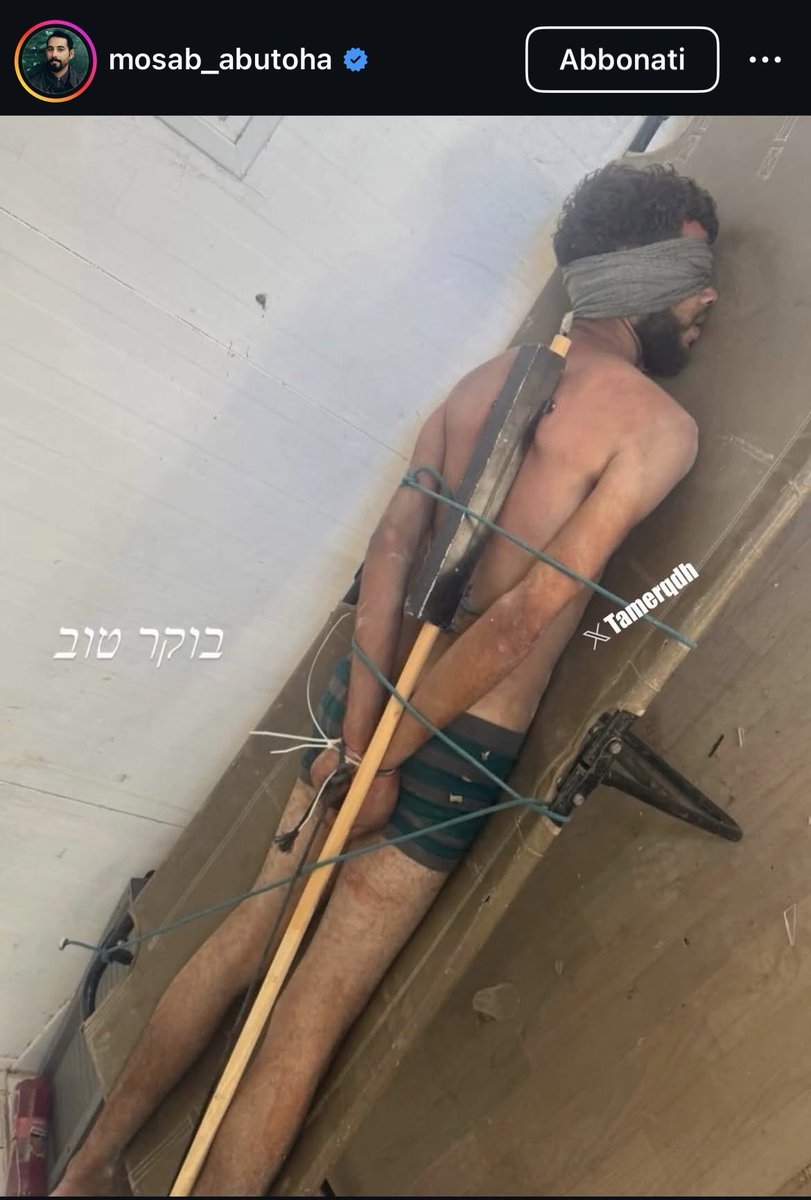 avantibionda's tweet photo. Continuano a fornirle loro le prove di quello che sono: nazisti genocidi.
Qui la foto di un ostaggio palestinese rapito recentemente a Gaza, pubblicata dal battaglione terrorista israeliano chiamato "Netzah Yehuda Battalion”
#IsraelisATerroristOrganization https://t.co/85lXM9R5AV