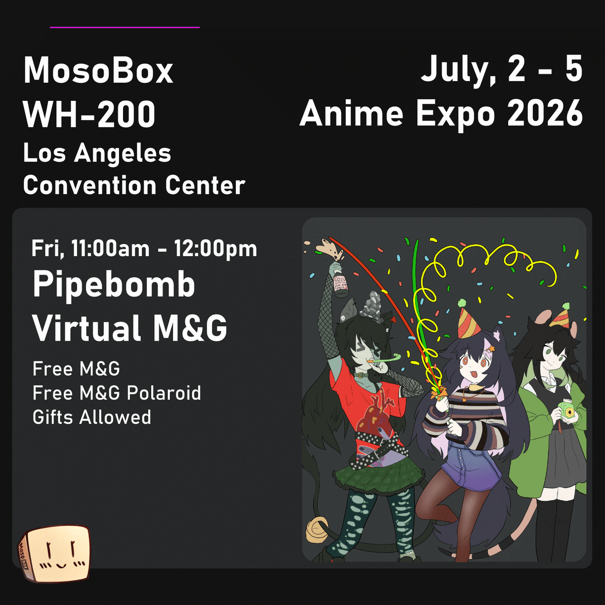 UNREALGRL's tweet photo. I have TWO meet and greets with Zum and Ecto this anime expo weekend 
July 2nd - Thursday 12:30-1:30PM Gamersupps booth, South Hall #308 (this is a free ticketed event be sure to show up early and ask for a ticket)
July 3rd - Friday 11am-12pm Mosobox booth , WH-200
See ya then https://t.co/9COWQS6u35