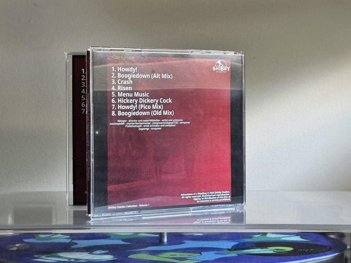 windbagwhisper's tweet photo. OFFICIAL CD OVERVIEW!

The final cd will feature v1, halloween, christmas, and a v2 teaser!! 👀

(this is not the final cd, this is a test print so we are fixing stuff!)

Images by: @_voxdafox 

@Discussingfnf @GameBananaFNF 

#windbagwhisper #cd #physical #fnfmods #fnf https://t.co/ZUgjEOZ6pS