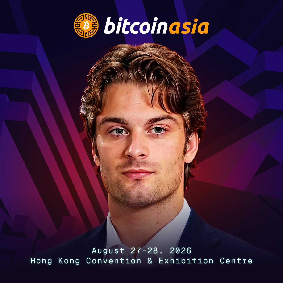 Bitcoinconfasia's tweet photo. DIRECTOR OF BITCOIN STRATEGY AT METAPLANET DYLAN LECLAIR TO SPEAK AT BITCOIN ASIA 2026 🇭🇰 

"#Bitcoin is a $100 trillion idea that should be in every portfolio." 💯 https://t.co/zi2RPA7PaI