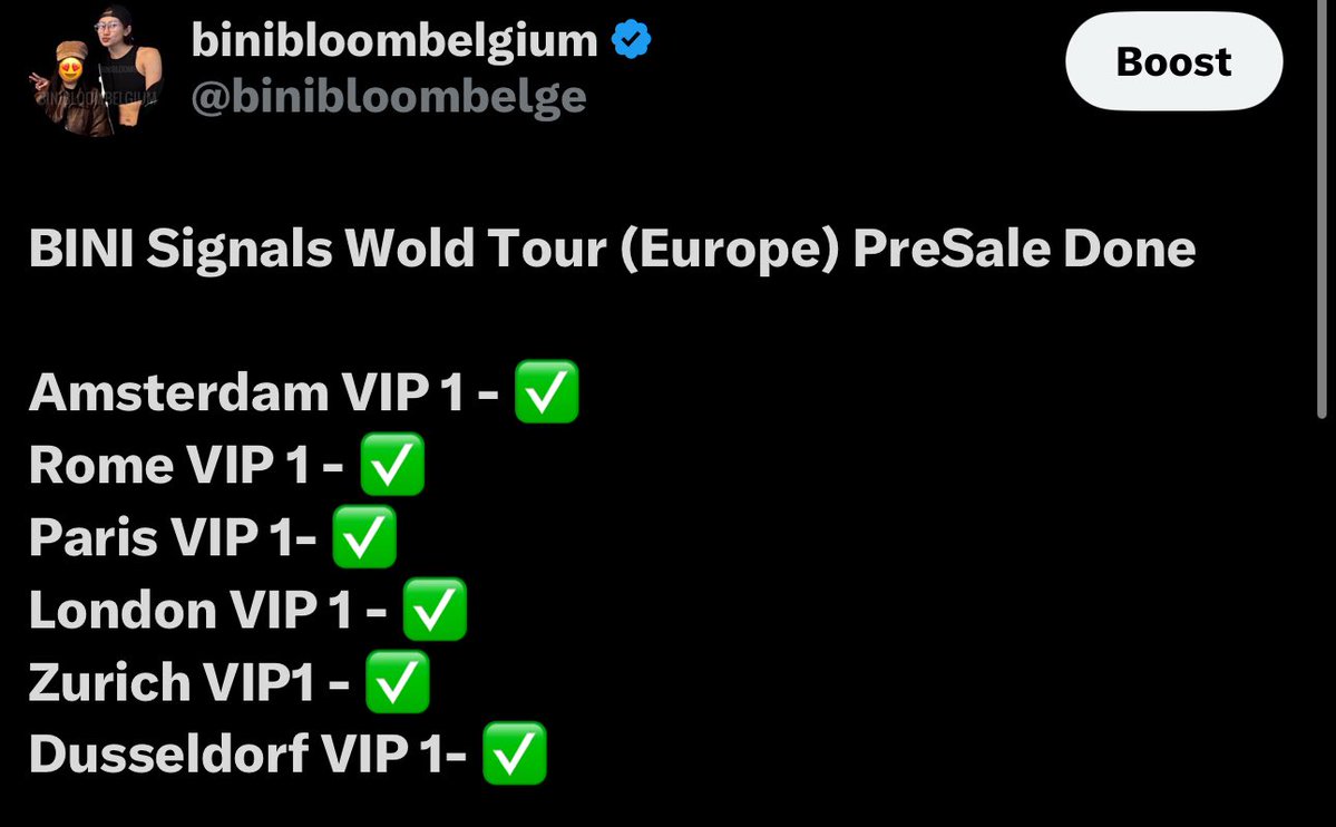 binibloombelge's tweet photo. Coachella ✅
Next: Summersonic ✅
Supposed to be: All EU Stops ✅

Willing akong gumastos para sa BINI makita o mapanood lang sila. Hindi yung mababalewala lang lahat ng gastos ko. Concert ticket ma-re-refund, pero paano naman yung hotels and flights na non-refundable? Tsk.. Tsk..

Pwede bang sumigaw? Gusto kong sumigaw na aabot hanggang kay @BINI_ph. Valid naman siguro 'yung disappointment ko, 'di ba?

Kaya please paki-explain naman oh @BINI_ph, @starmagicphils @direklauren para maintindihan namin. Hindi yung nangangapa kami kung ano talagang rason. 

#BINI #BINI_Signals_WorldTour