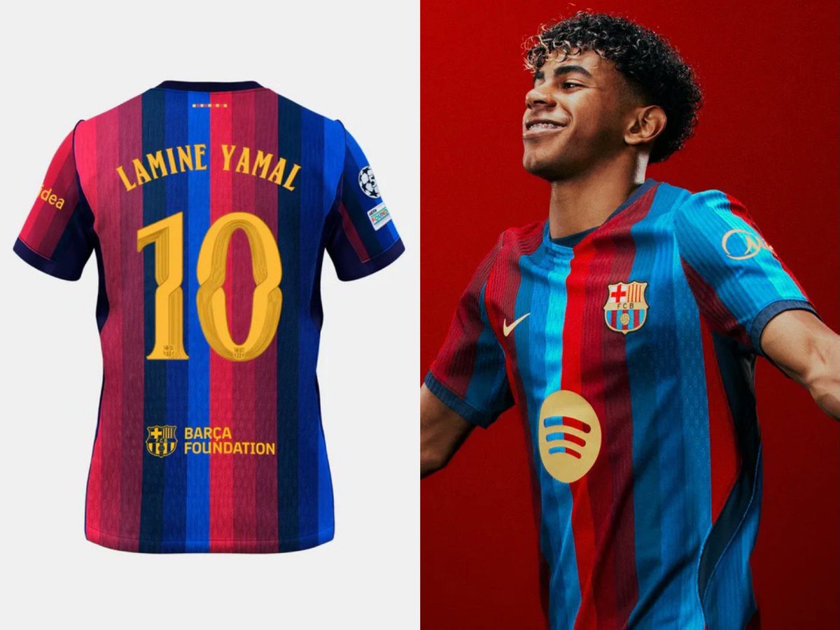 CentralDoYamal's tweet photo. O que achamos do novo uniforme do Barcelona familia? E essa nova fonte? https://t.co/QeVXtfXXvo